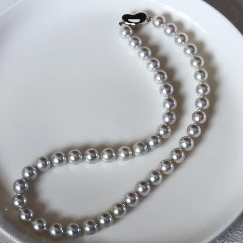 アコヤ真珠 無調色】【8.5-9mm】【ナチュラルブルー】【42cm】 【真珠