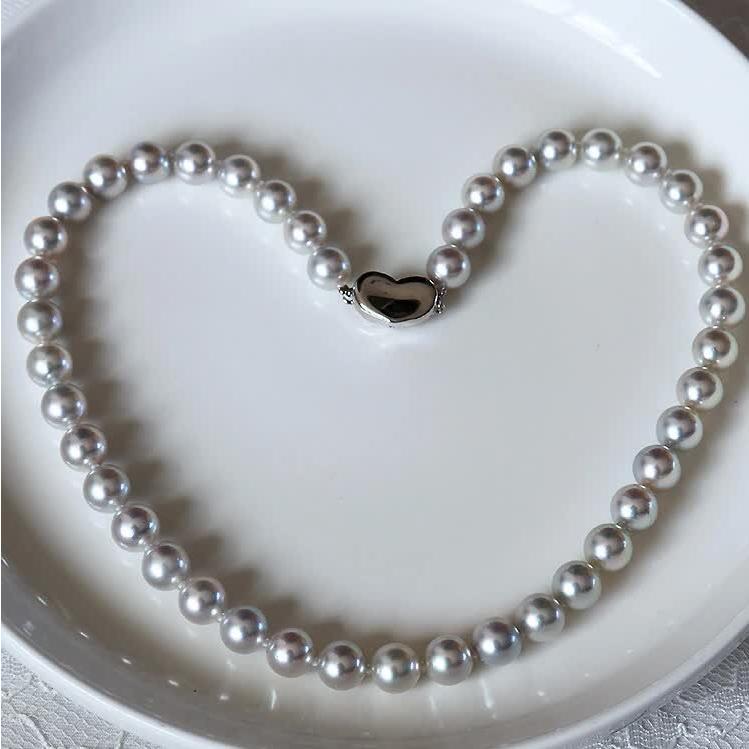 アコヤ真珠 無調色】【8.5-9mm】【ナチュラルブルー】【42cm】 【真珠