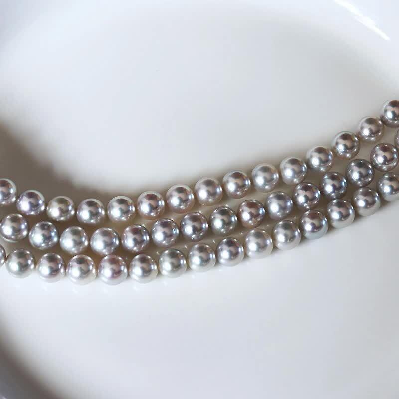 アコヤ真珠 無調色】【8.5-9mm】【ナチュラルブルー】【42cm】 【真珠