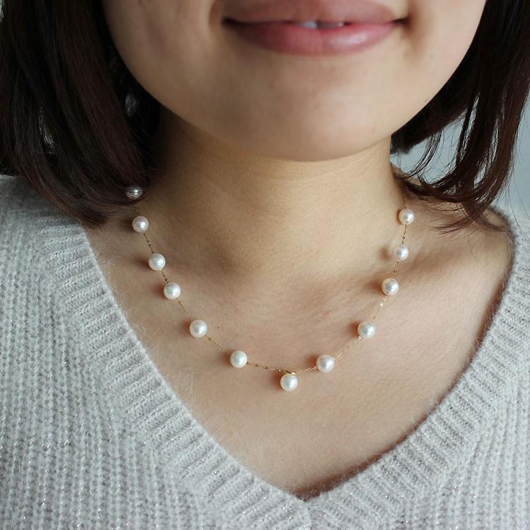 あこや真珠 パール K18 ネックレス ステーションネックレスpearl necklace :3721:パール優美 - 通販 -  Yahoo!ショッピング