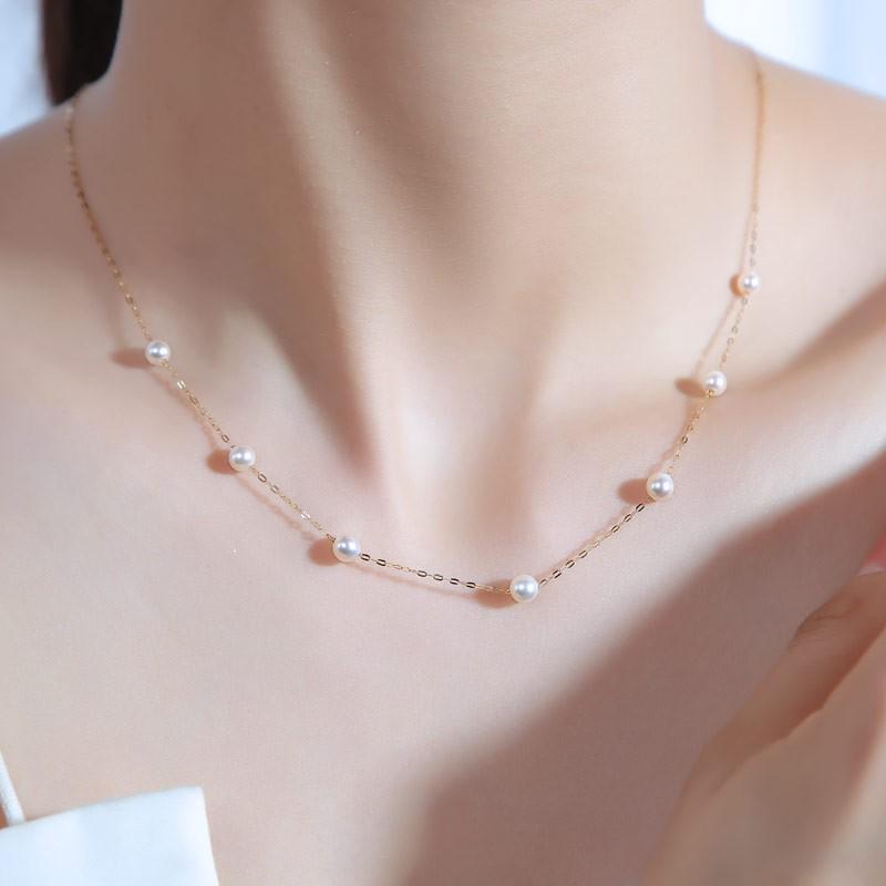 真珠  真珠　ネックレス アコヤ真珠　 K18 ベビーパール 数粒　スルーネックレス　pearl necklace ジュエリー　アクセサリー｜pearlyuumi｜10