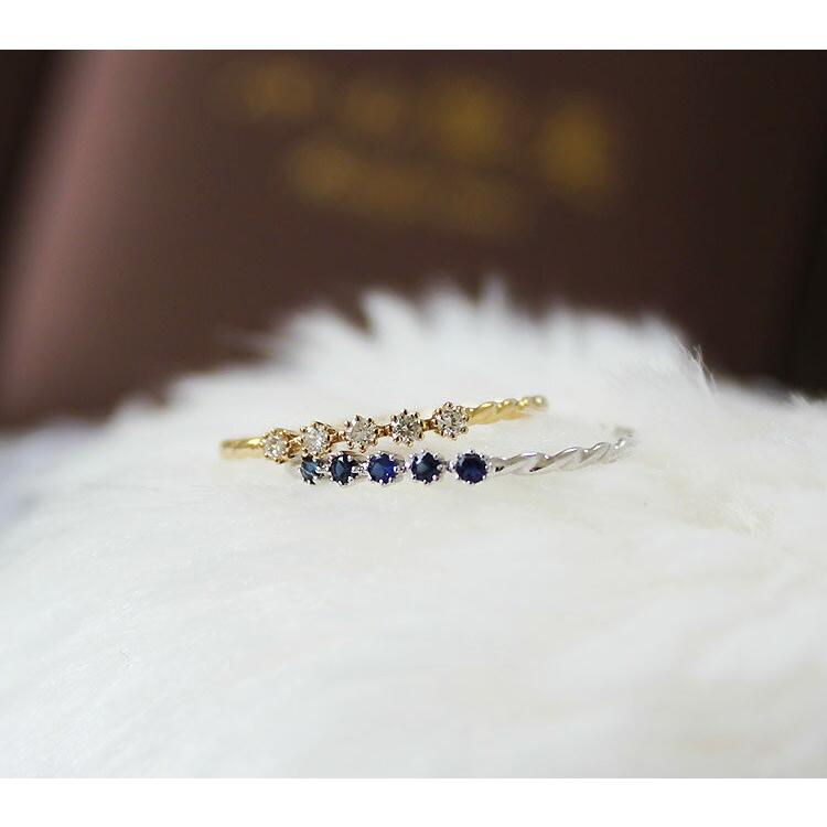 K18 or K18WG DIA SAPPHIRE リング 一文字 ダイア サファイア ring D0 