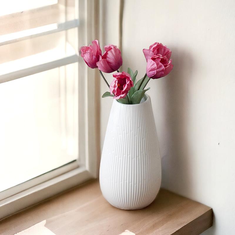 フラワーベース 花瓶 白 ホワイト 陶器 花器 おしゃれ かわいい