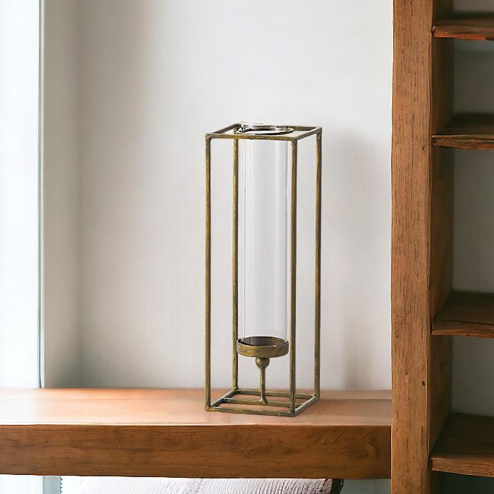 フラワーベース 花瓶 アイアン ガラス アンティーク調 : Pease - 通販