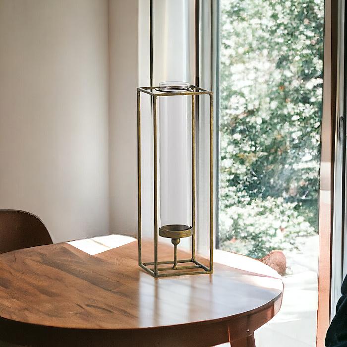 フラワーベース 花瓶 アイアン ガラス アンティーク調 : Pease - 通販