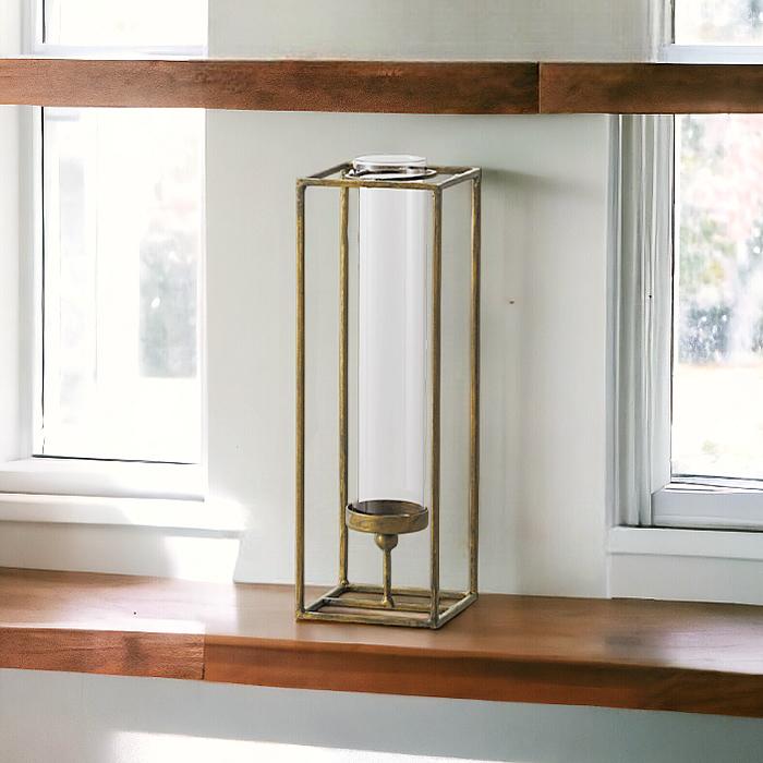 フラワーベース 花瓶 アイアン ガラス アンティーク調 : Pease - 通販