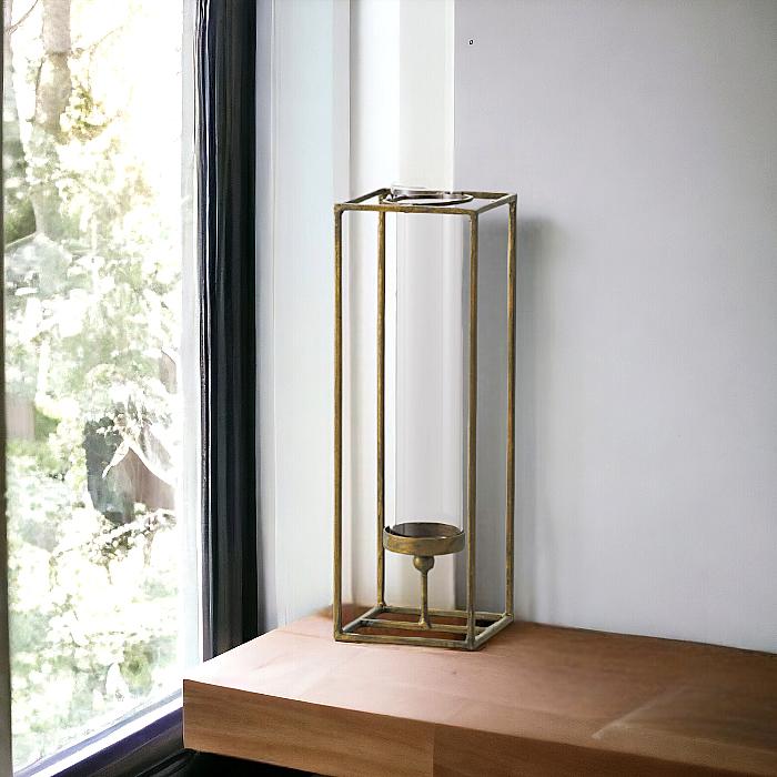 フラワーベース 花瓶 アイアン ガラス アンティーク調 : Pease - 通販