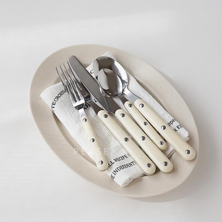 カトラリーセット5点セット アイボリー 日本製 ナイフフォーク