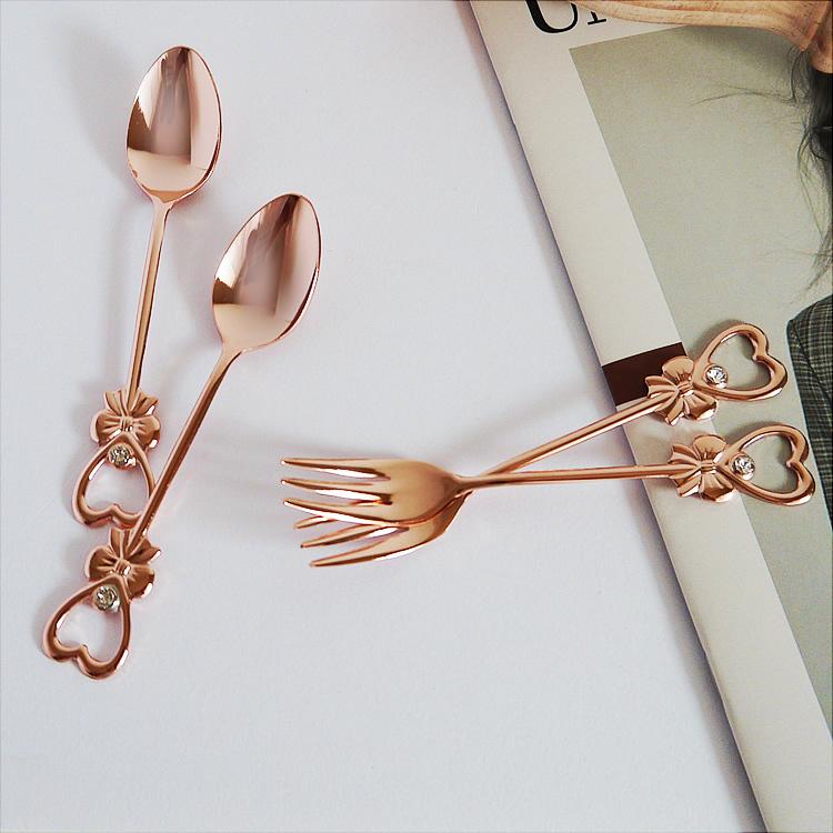 カトラリー各2本セット コーヒースプーン ヒメフォーク リボンハート