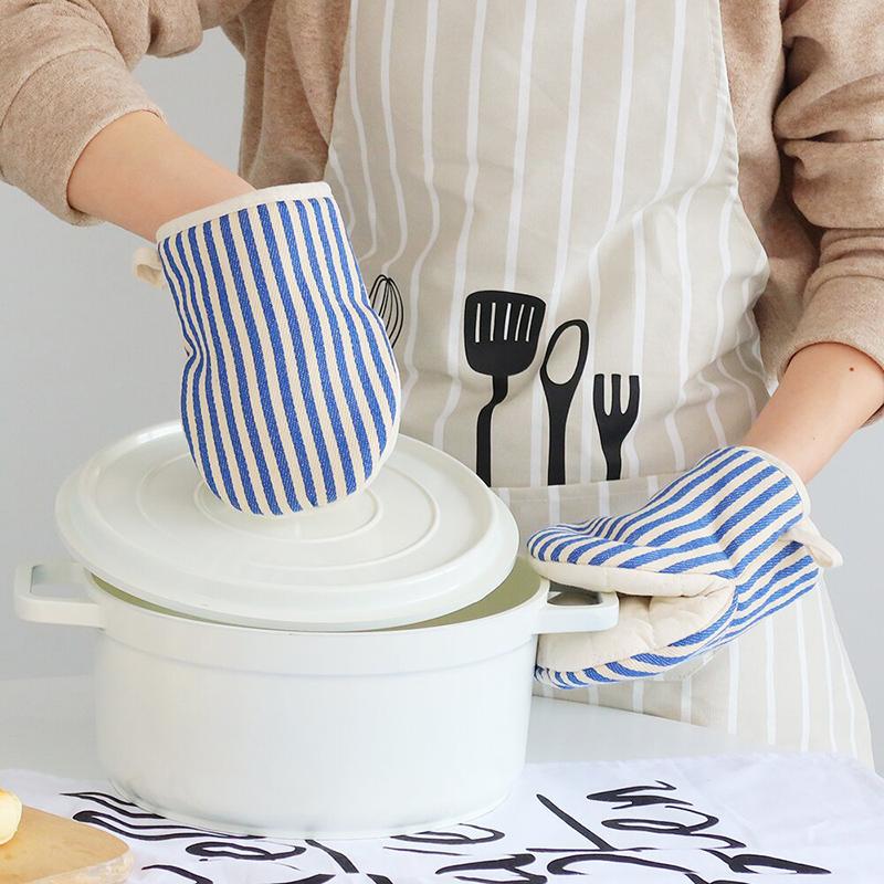 鍋つかみ ミトン 2枚セット オーブンミトン キッチンミトン ストライプ