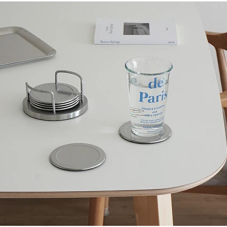 コースター 6枚セット スタンド付き 丸型 ステンレス おしゃれ