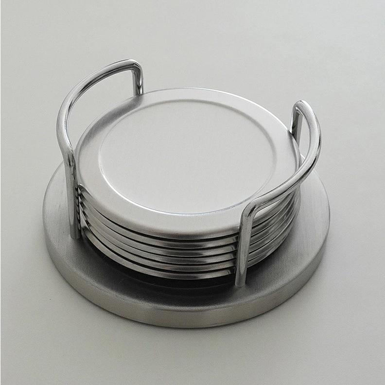 コースター 6枚セット スタンド付き 丸型 ステンレス おしゃれ