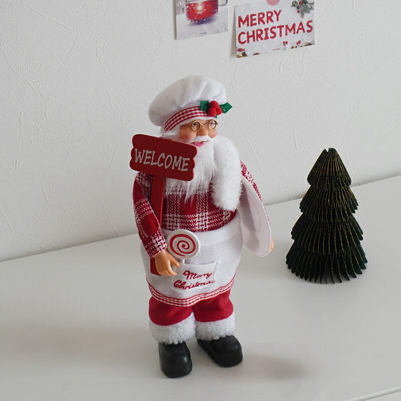 かわいいサンタクロースのウェルカム人形 クリスマスツリーのそばや