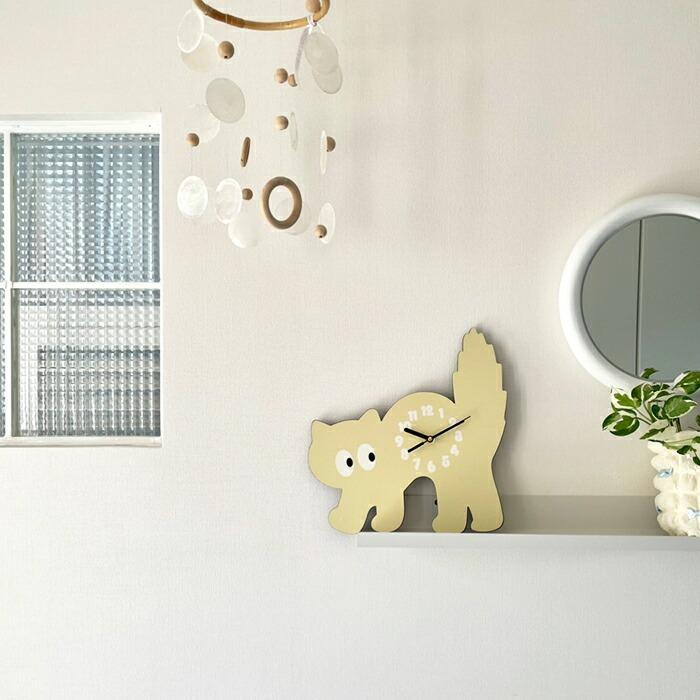 壁掛け時計 アクリル 静音おしゃれ かわいい 猫型 時計 韓国インテリア