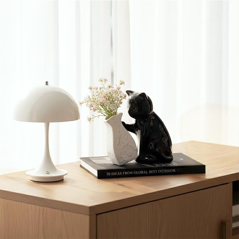 フラワーベース 花瓶 猫 ネコ ベース インテリア 置物 モノトーン 北欧