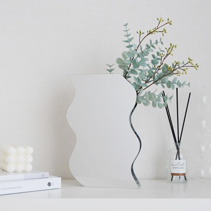 フラワーベース 花瓶 ウェーブミラー型 おしゃれ かわいい シンプル