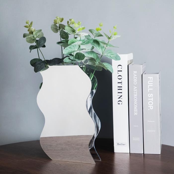 フラワーベース 花瓶 ウェーブミラー型 おしゃれ かわいい シンプル