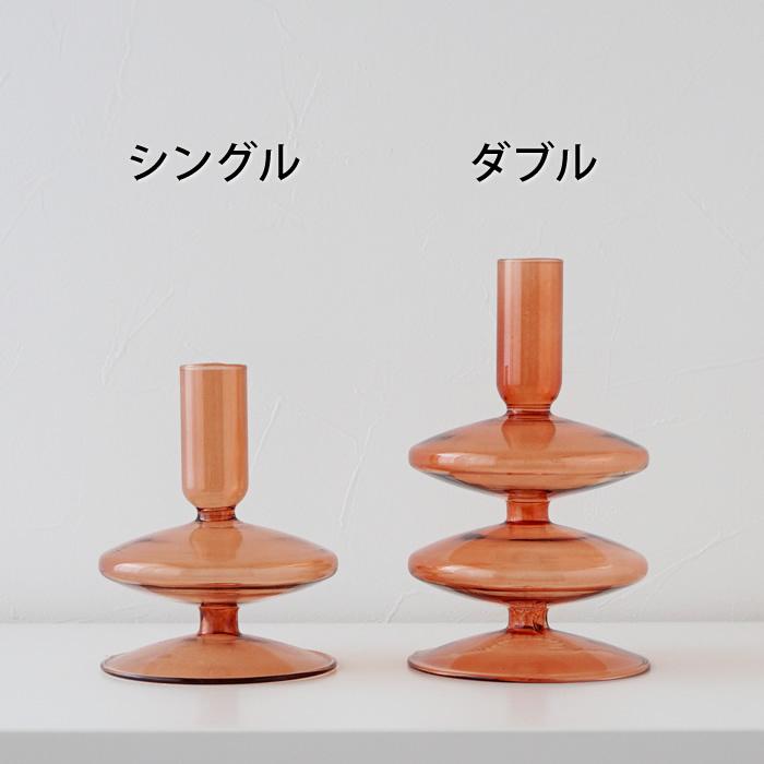 キャンドルスタンド フラワーベース シングル ダブルガラス キャンドル
