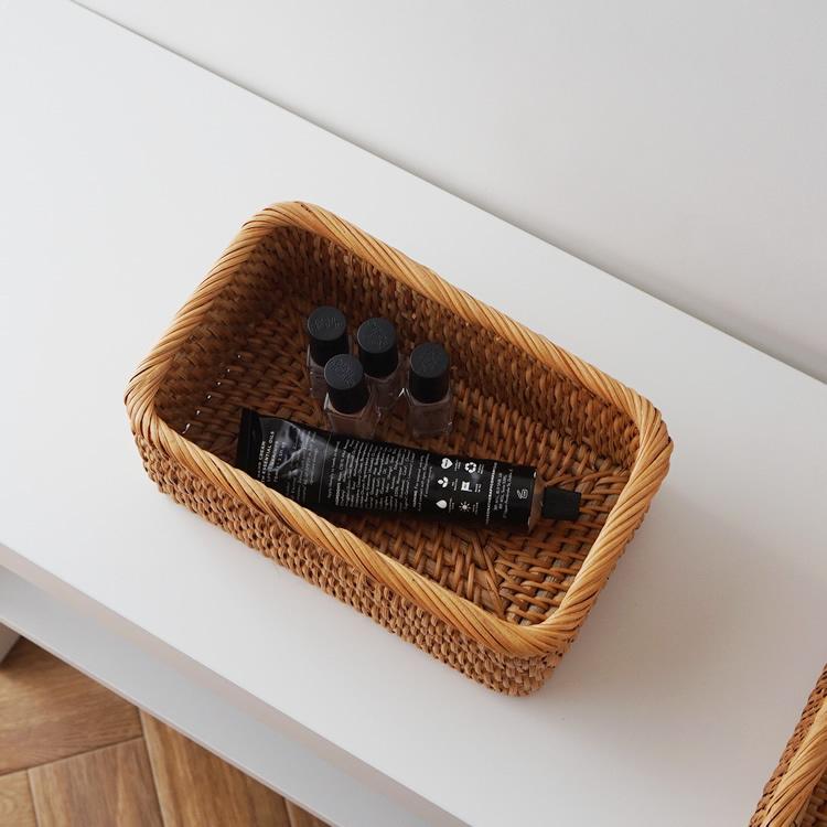 ラタン バスケット 1個 小物入れ 籐 ナチュラル 収納 ボックス