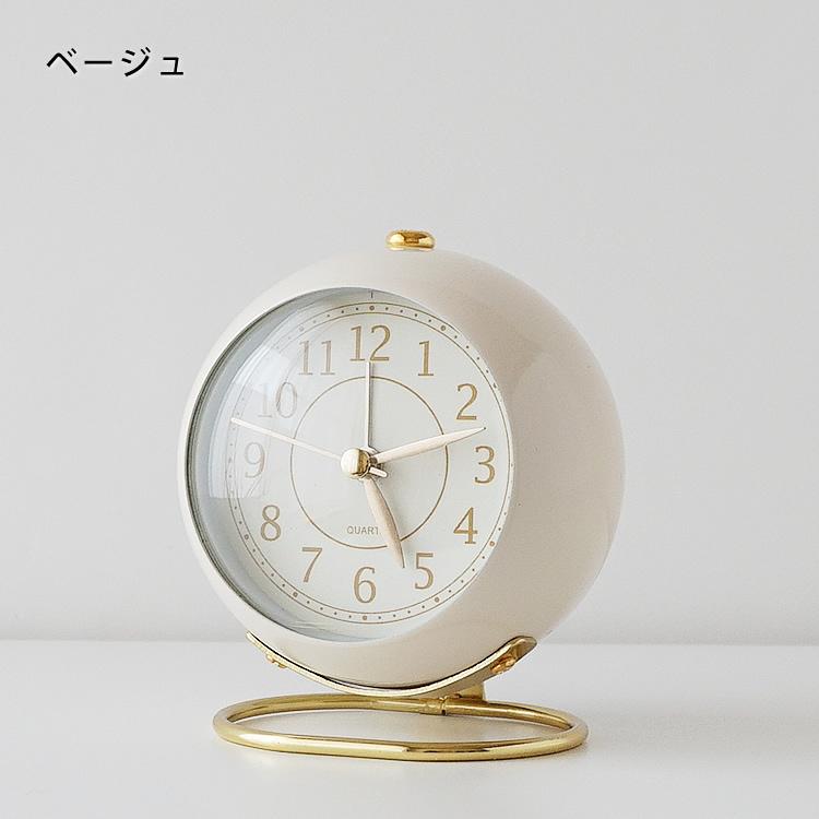 目覚まし時計 置き時計 ベージュ ブラック 静音 連続秒針 アナログ