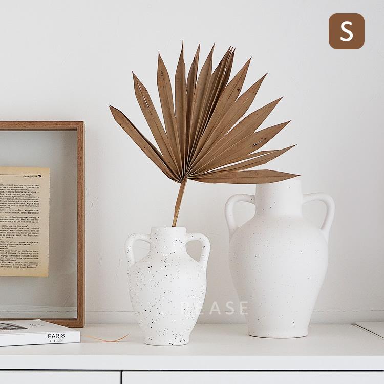 フラワーベース 花瓶 Sサイズ 白 黒 点柄セラミック 陶磁器 おしゃれ