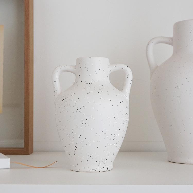 フラワーベース 花瓶 Sサイズ 白 黒 点柄セラミック 陶磁器 おしゃれ