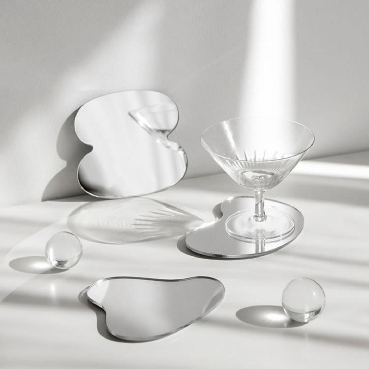 アクリルミラー トレイ 3枚セット コースター 鏡 アクセサリー トレー