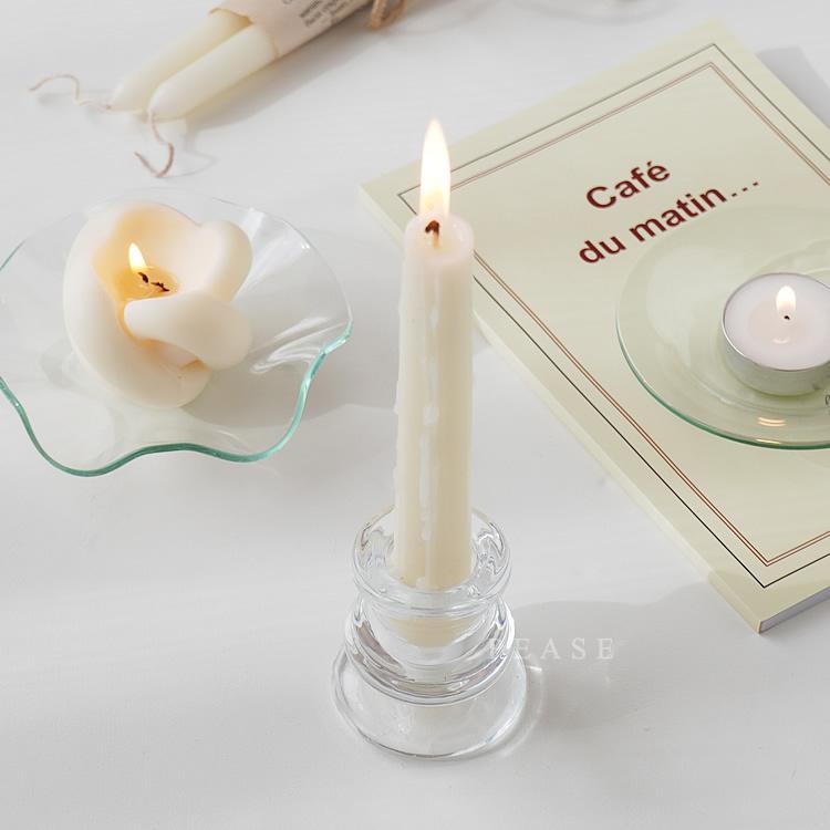 キャンドルホルダー ガラス キャンドルスタンド クリア 透明 テーパー