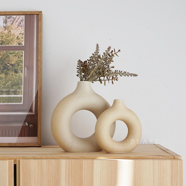 フラワーベース 花瓶 Sサイズ ラミック ドーナツ型 丸形 丸 おしゃれ