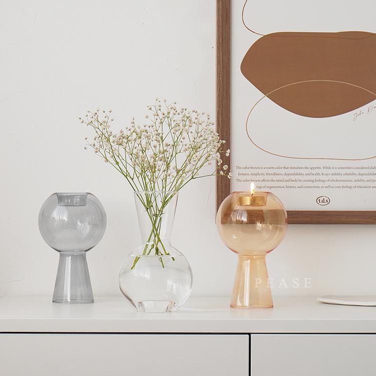 2way フラワーベース 花瓶 北欧 キャンドル ホルダー スタンド ガラス