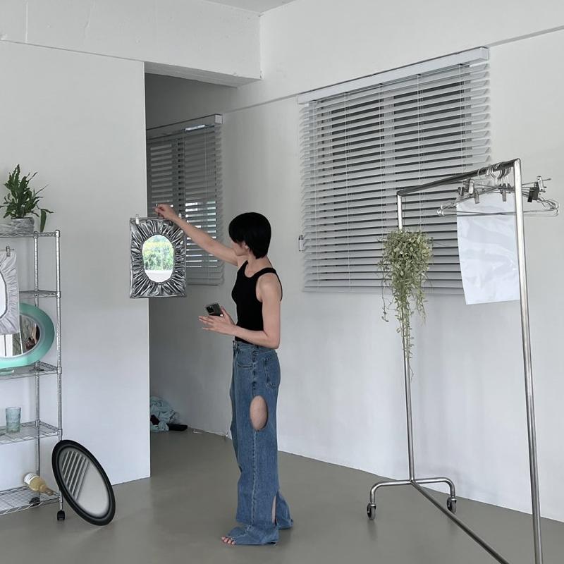 SHAR-PEI MIRROR ミラー 鏡 シャーリングカバー付き A3サイズ おしゃれ 無機質 韓国インテリア 韓国雑貨 :pease ...