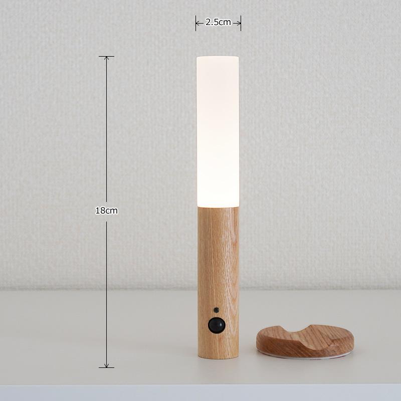人感センサー付き ライト USB 充電式 室内 木製 北欧 ナチュラル 照明