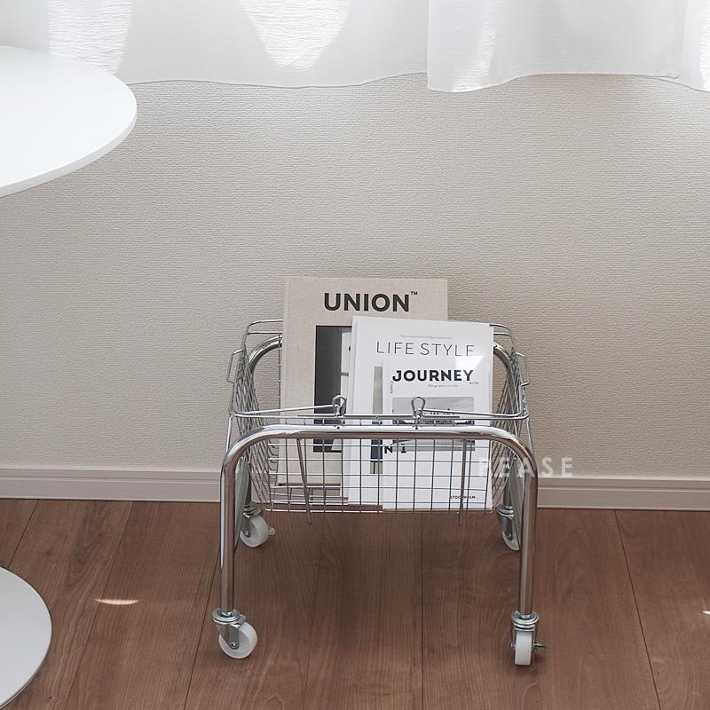 バスケット＆キャスター付きバスケットカート セット カゴ置き 収納