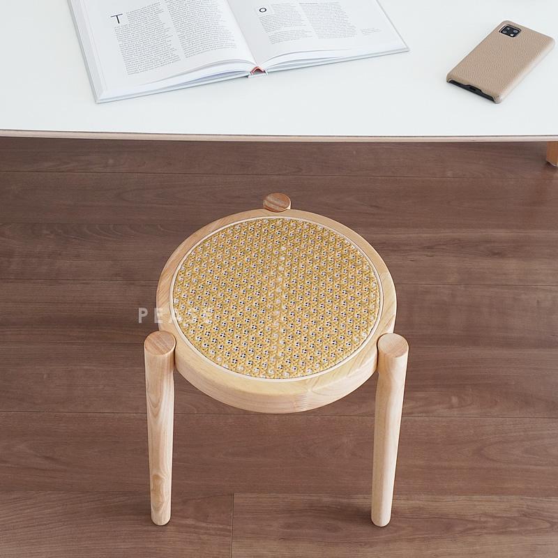 スツール ラタン 木製 北欧 ラウンド 椅子 チェア 籐 オブジェ サイド