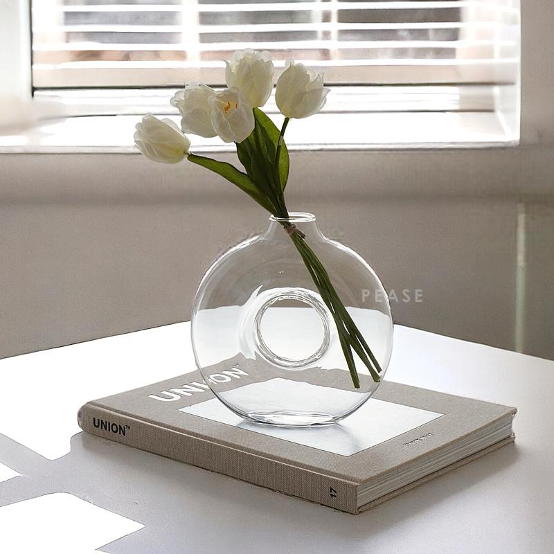 フラワーベース 花瓶 ガラス ドーナツ おしゃれ 北欧 シンプル 花びん
