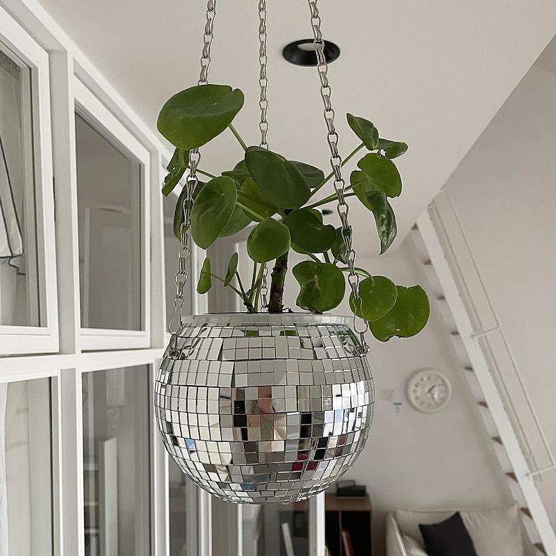 ミラーボール フラワーポット Mサイズ 植木鉢 鉢カバー 観葉植物