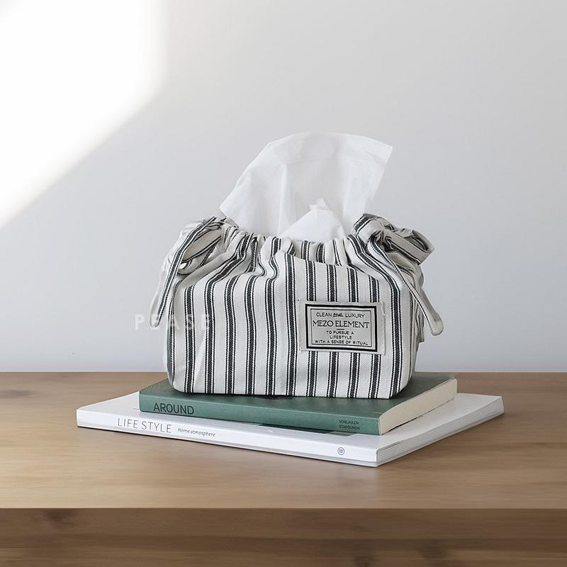 ティッシュカバー ティッシュケース 布 ストライプ 小物入れ 巾着