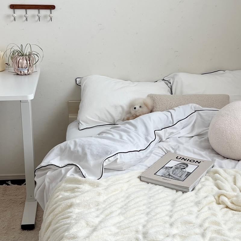 シンプル無地ホワイトベッドカバーセット おしゃれ布団カバー