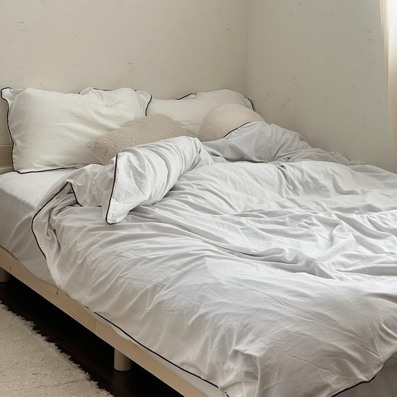 シンプル無地ホワイトベッドカバーセット おしゃれ布団カバー