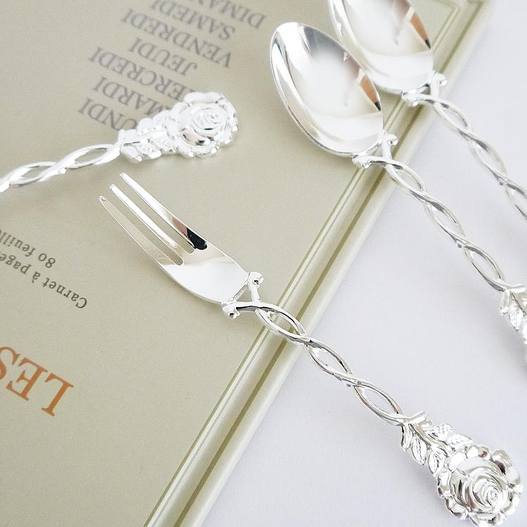 カトラリー 2本セット スプーン フォーク クラシカルローズ シルバー