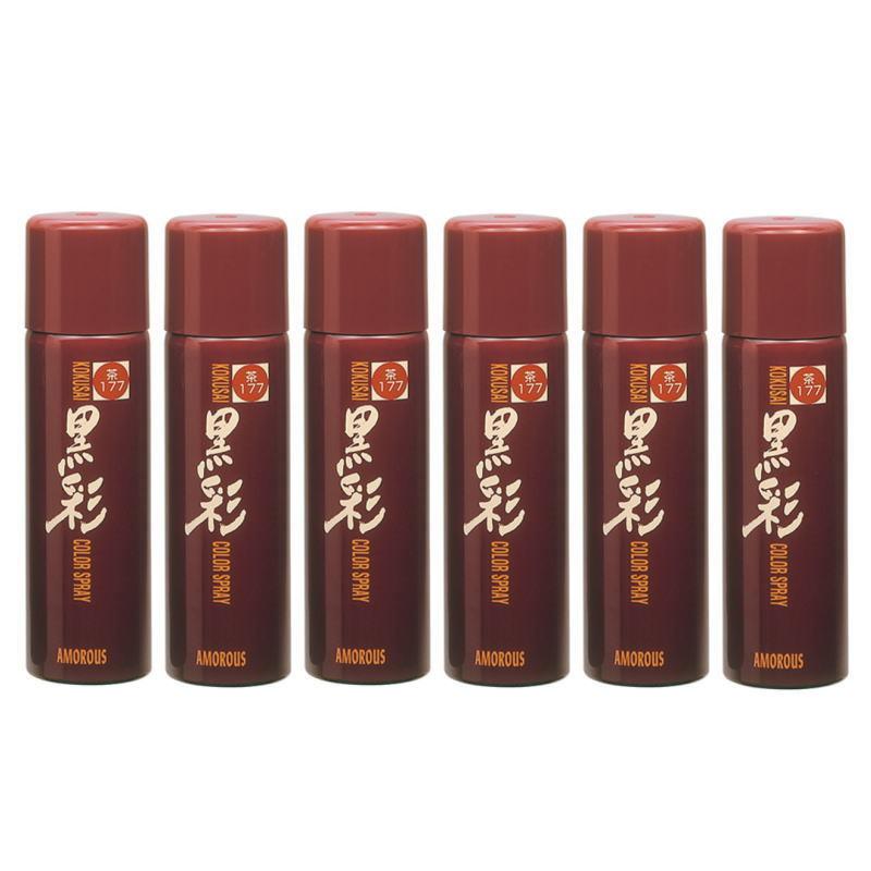 アモロス 黒彩 ヘアカラースプレー 135ml (93g) 茶×6本セット : PECHKA