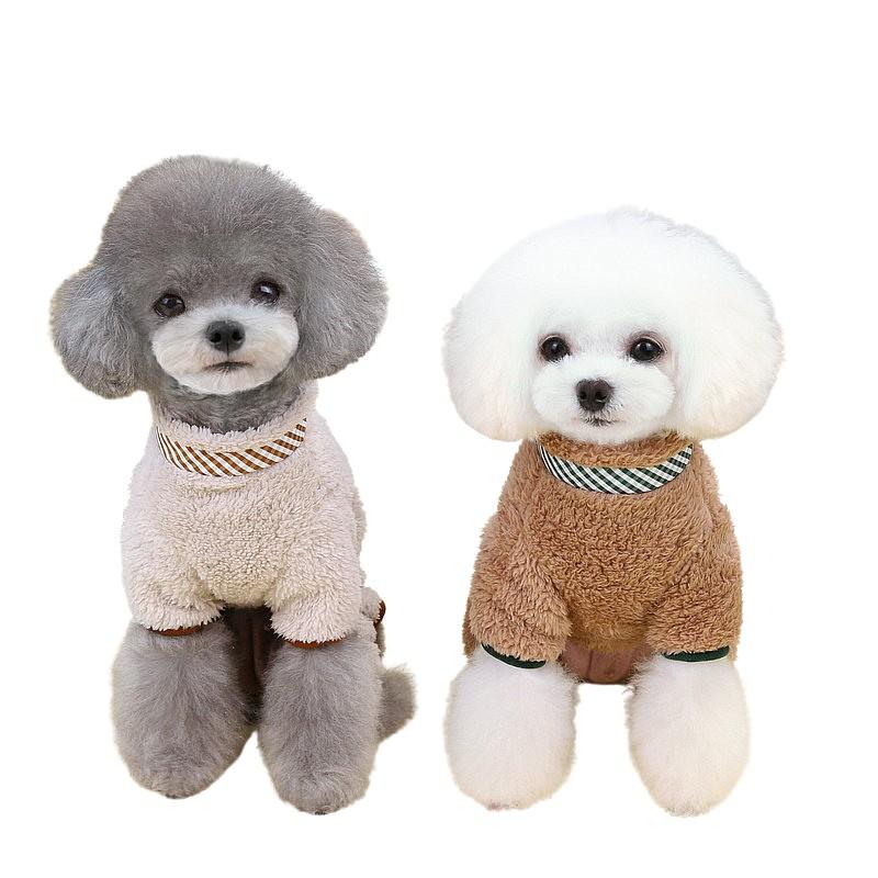 秋冬 犬服 もこもこ フリース 防寒ロンパース 着せやすい よく伸びる ストレスフリー 背中ファスナー式  Ｄカン付き  老犬  シンプル 小型犬 |  | 02