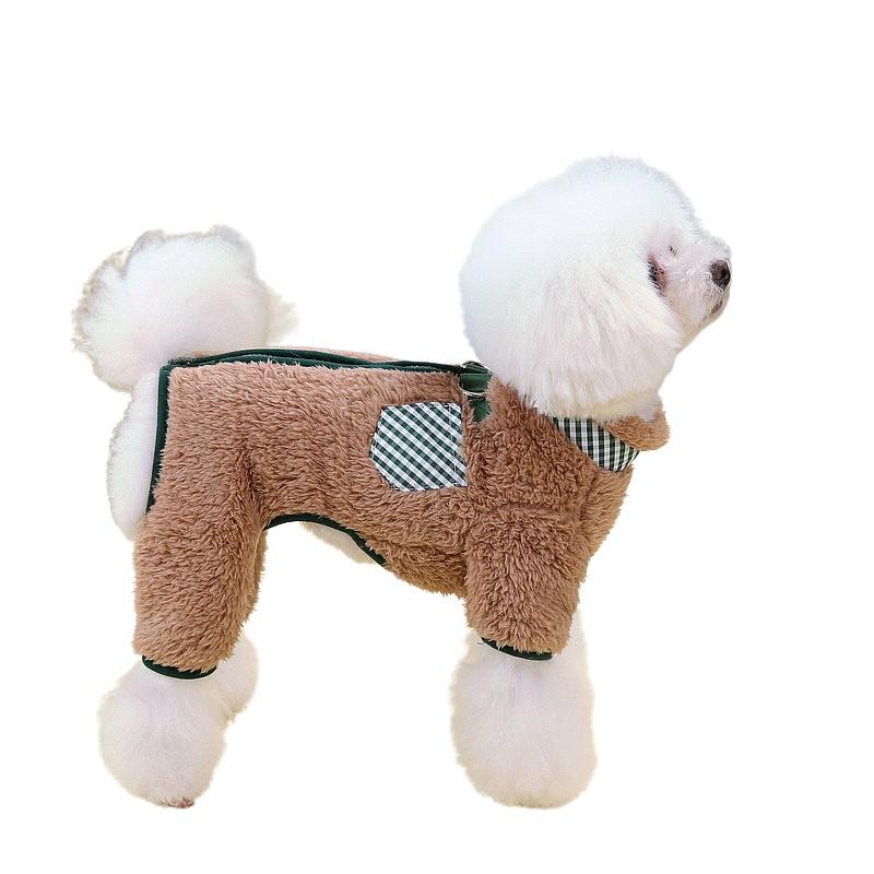 秋冬 犬服 もこもこ フリース 防寒ロンパース 着せやすい よく伸びる ストレスフリー 背中ファスナー式  Ｄカン付き  老犬  シンプル 小型犬 |  | 07