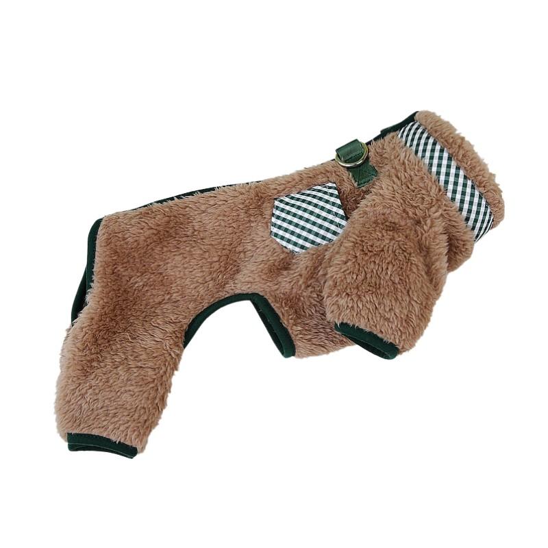 秋冬 犬服 もこもこ フリース 防寒ロンパース 着せやすい よく伸びる ストレスフリー 背中ファスナー式  Ｄカン付き  老犬  シンプル 小型犬 |  | 08