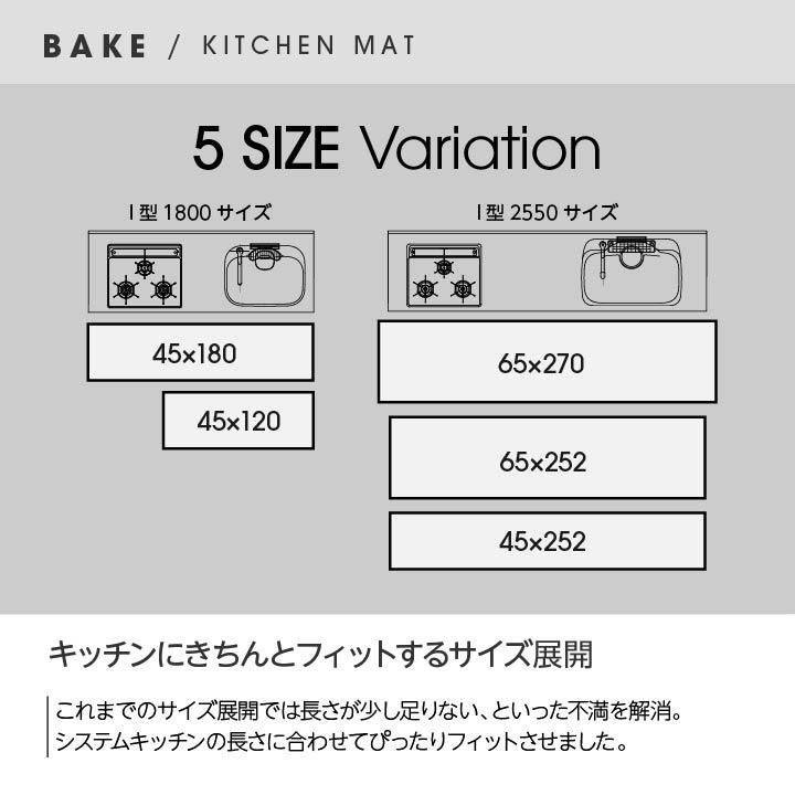 イケヒコ キッチンマット 『ベイク』 ネイビー/ブラック/グリーン 約65
