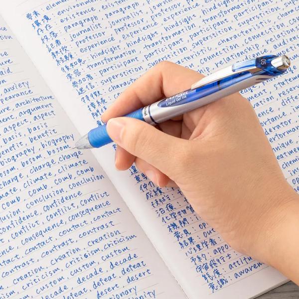 【左利きさん向け】ぺんてる ENERGEL 0.4 BLN74 なめらかな書き心地 筆跡の速乾性 専用チップ 軸色 シルバー インク色 黒 赤 青 | エナージェル | 11