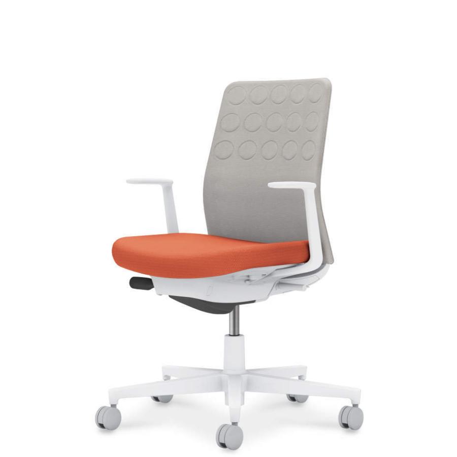 コクヨ モネット C03-W210U-W0TE2X1 L型肘 背クッションタイプ 座色選択タイプ 脚ホワイト 本体色ホワイト 背グレー ポリウレタン巻きキャスター