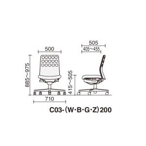 コクヨ モネット C03-Z200W-Z1KQ4X1 肘なし 脚ベージュ 本体色ベージュ 座ベージュ 背ライトオリーブ ナイロンキャスター｜peeece｜03