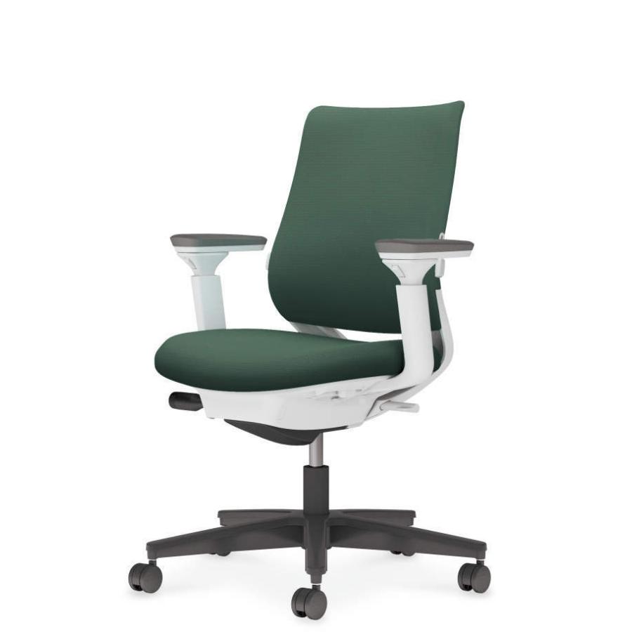 コクヨ ミトラ2 C04-B132CU-E1Q6Q61 可動肘 ランバーサポート有 背・座ディープグリーン 本体色（白） 樹脂脚(黒) ファブリックタイプ ウレタン脚 設置込