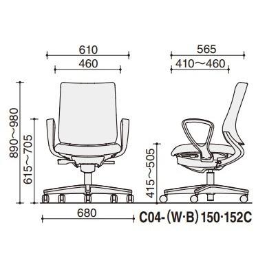 ミトラ2 C04-B150CU-E1Q4Q41 サークル肘 ランバーサポート無 背・座ライトオリーブ 本体色（白） 樹脂脚(黒) ファブリックタイプ ウレタン脚 設置込 【デザイン】